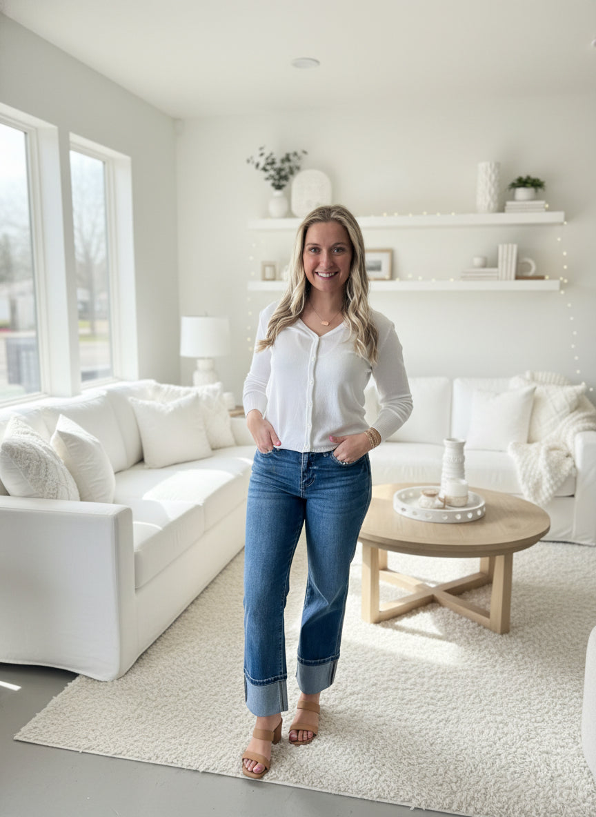 V-Neck Button Knit Cartigan