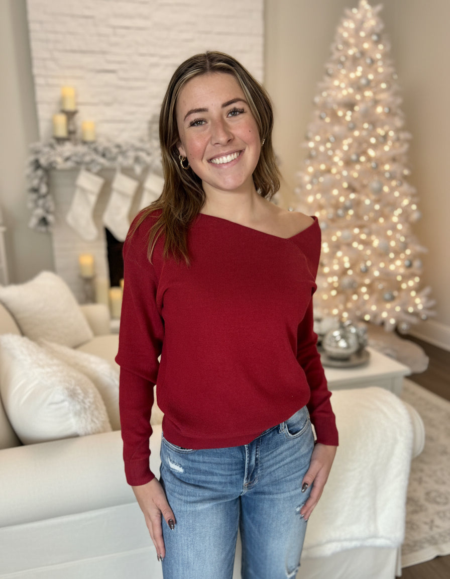 Asymmetric Neck Sweater