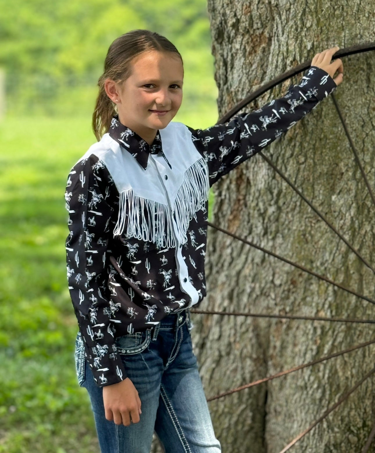 Kids Print LS Snap Tassie Shirt