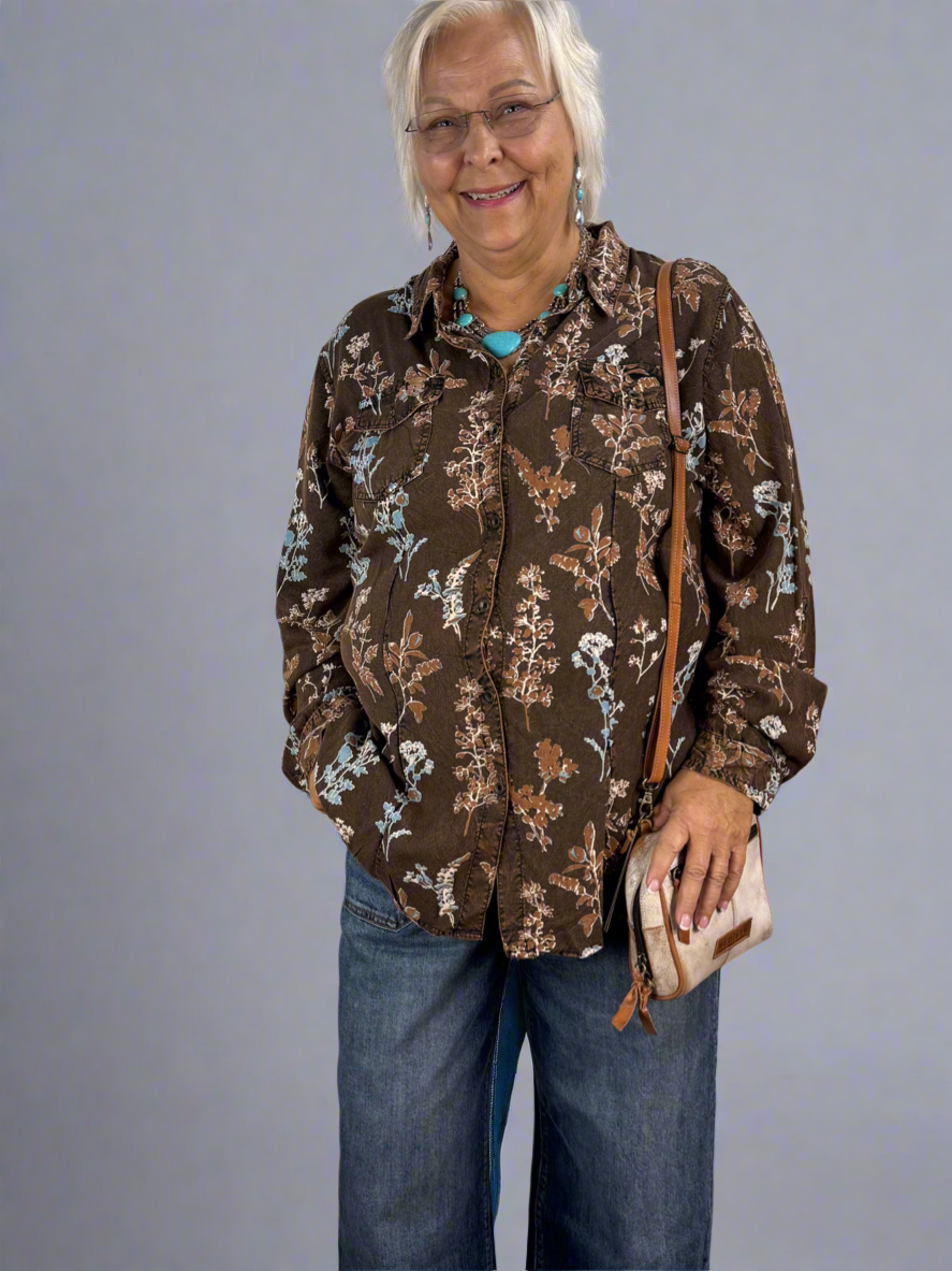 Floral Acid Wash Shirt