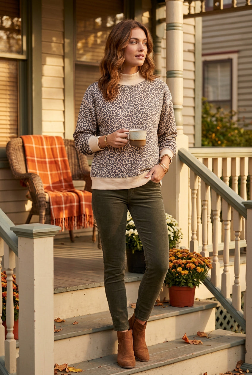 Leopard Mockneck