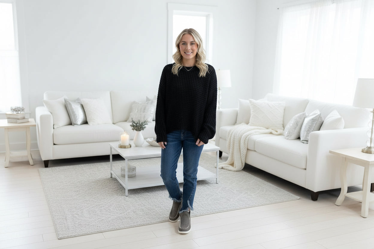 Black Sheer Knit Sweater