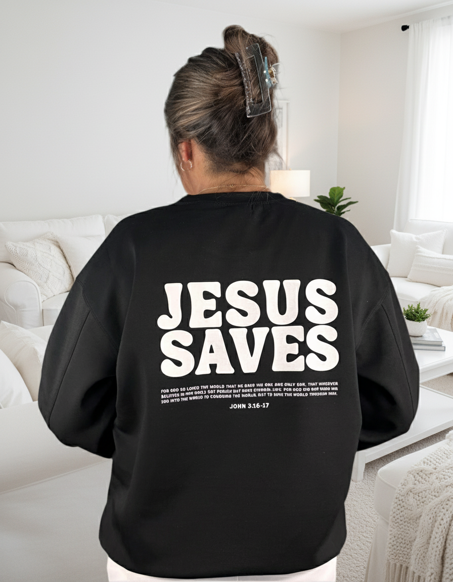 Jesus Saves Crew Neck Black