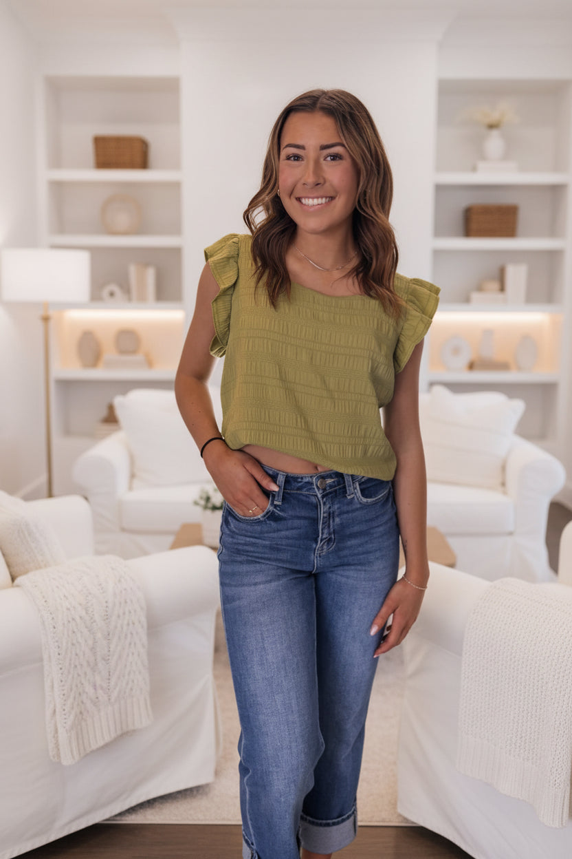 SQ Neck Ruffled Blouse