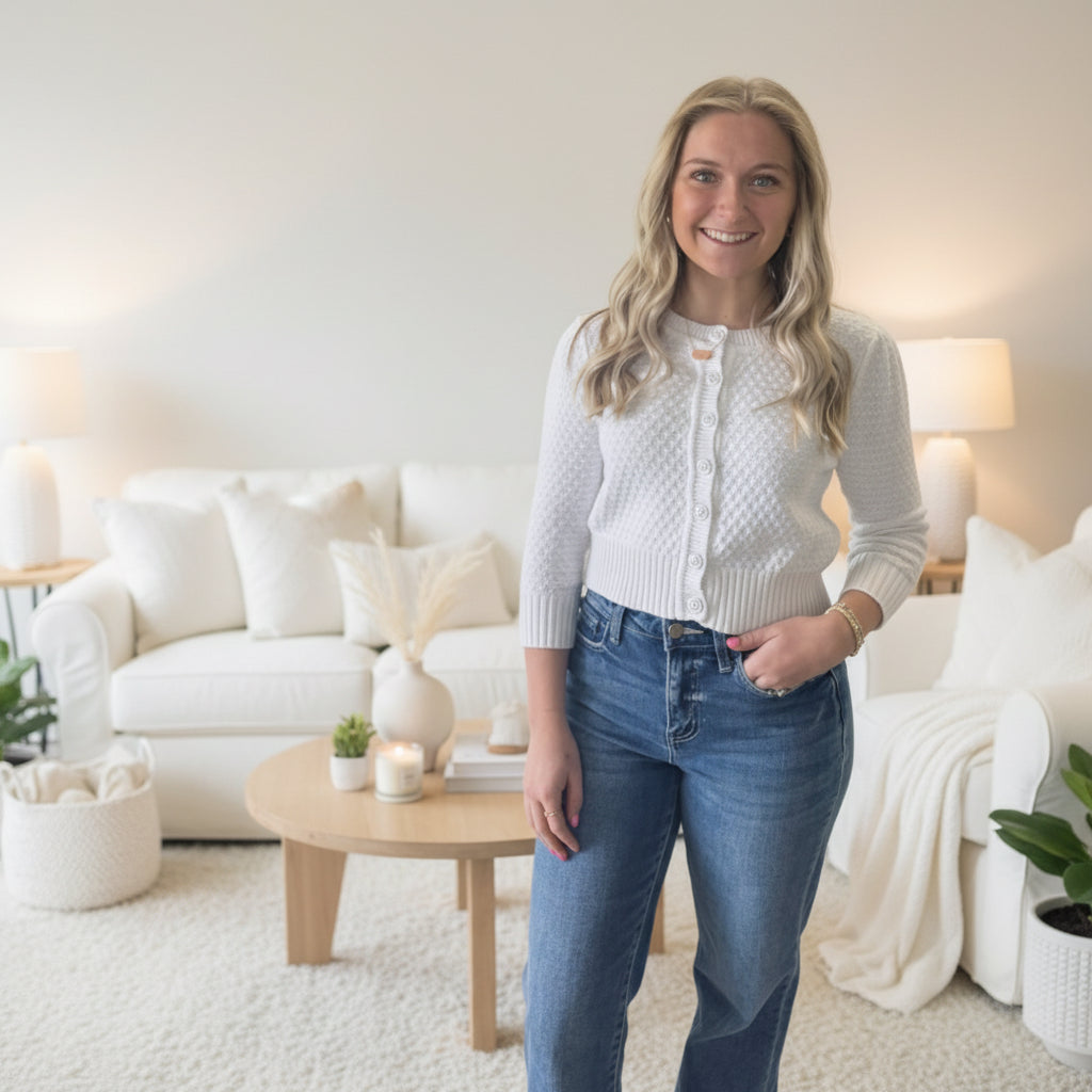 3/4 Cropped Sleeve Cardigan