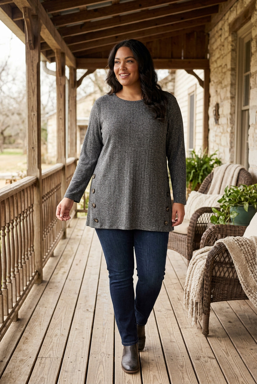 Side Button Swtshirt