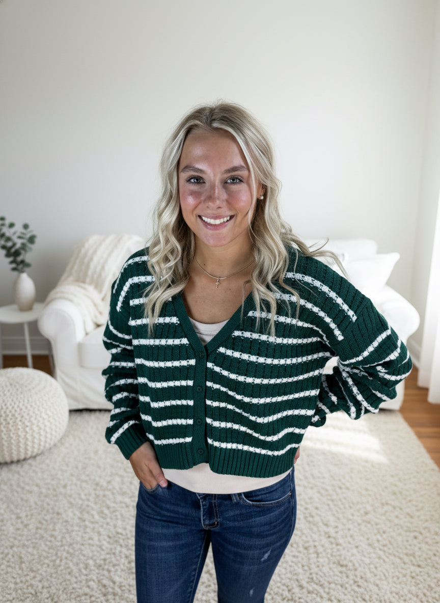 Becca Sweater Green/White