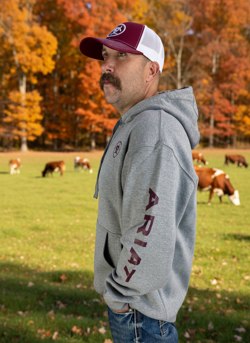 Ariat Mens Logo Hoodie Grey