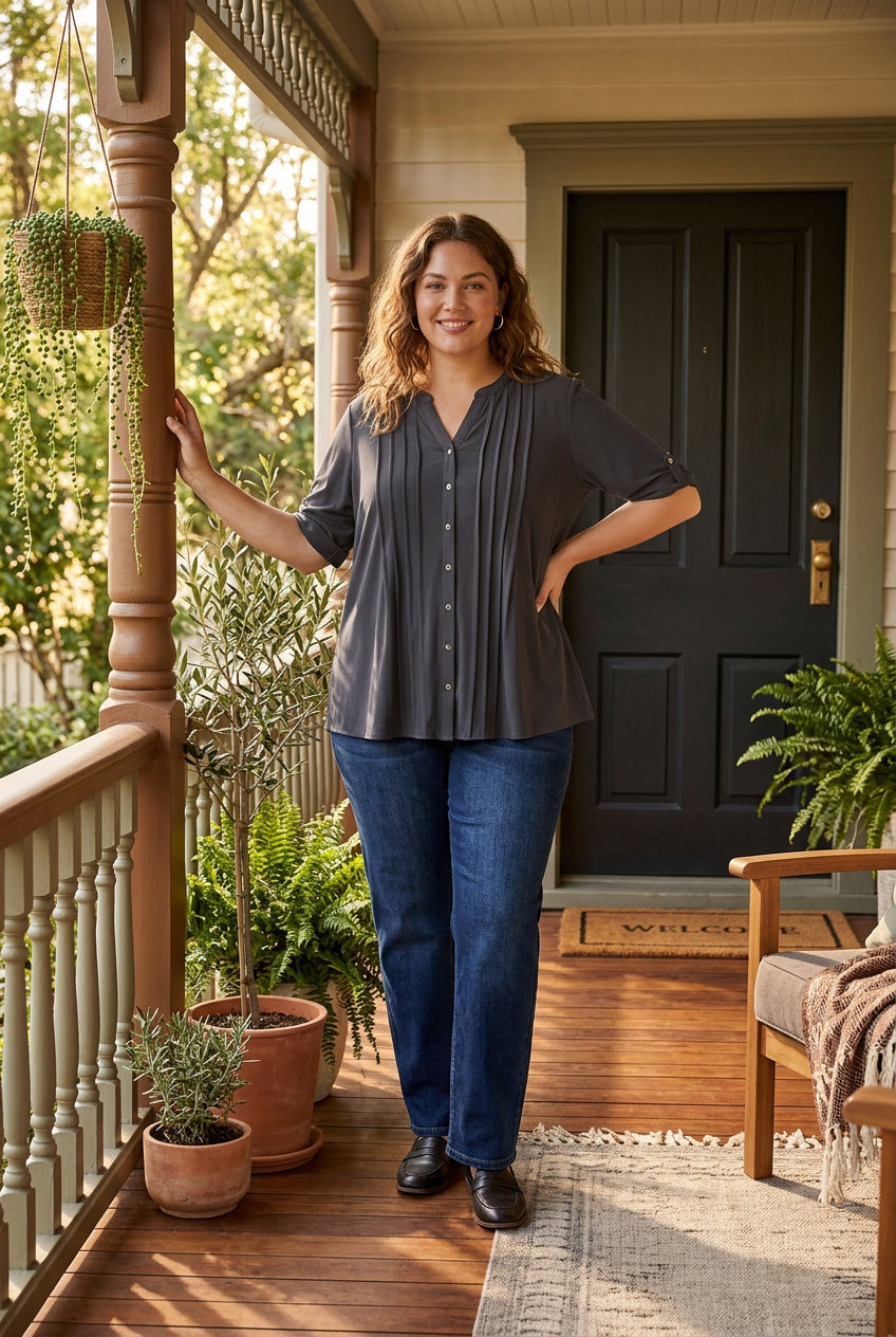 Placket Pleat Shirt