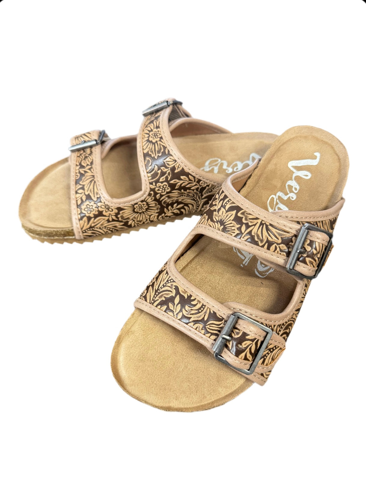 Berry Tooled Sandals