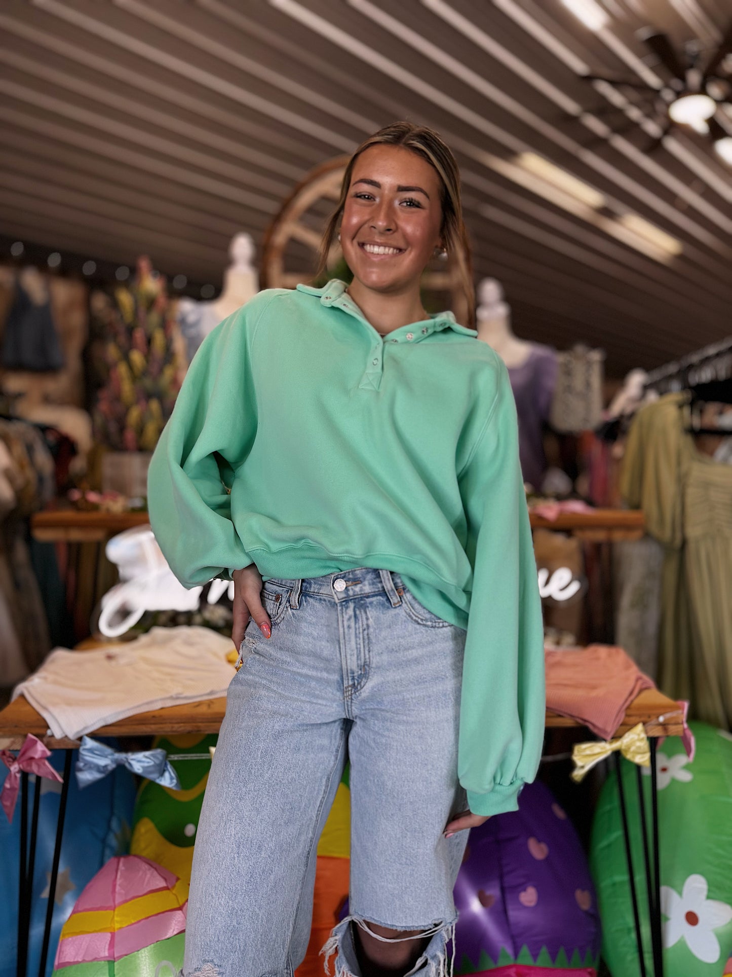 The Piper Sweater seafoam Small