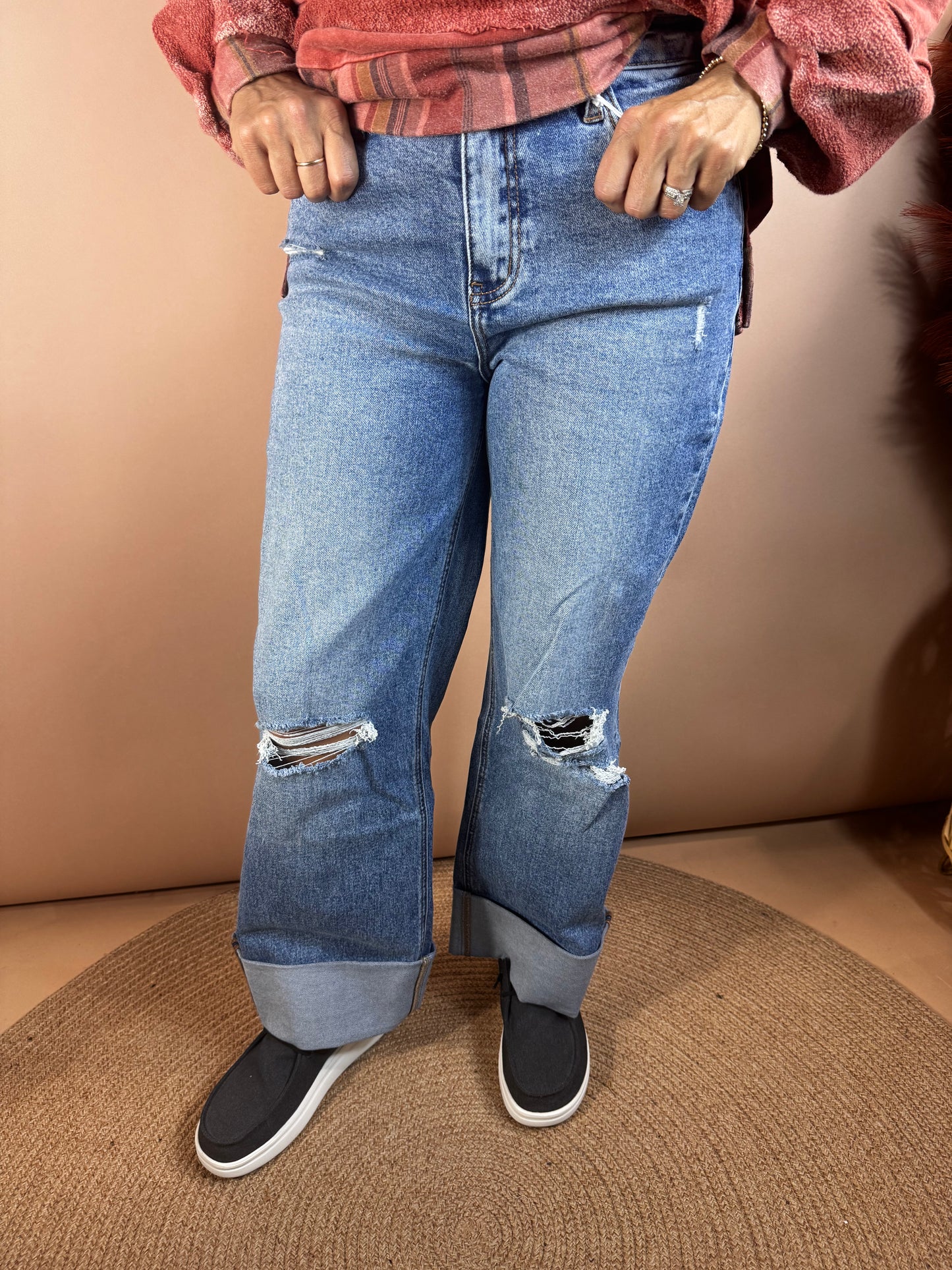 Super High Baggy Cuff Jeans