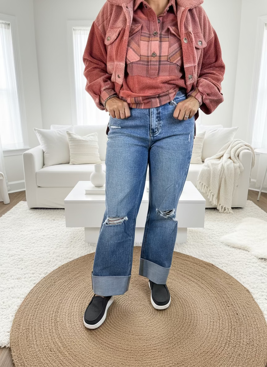 Super High Baggy Cuff Jeans