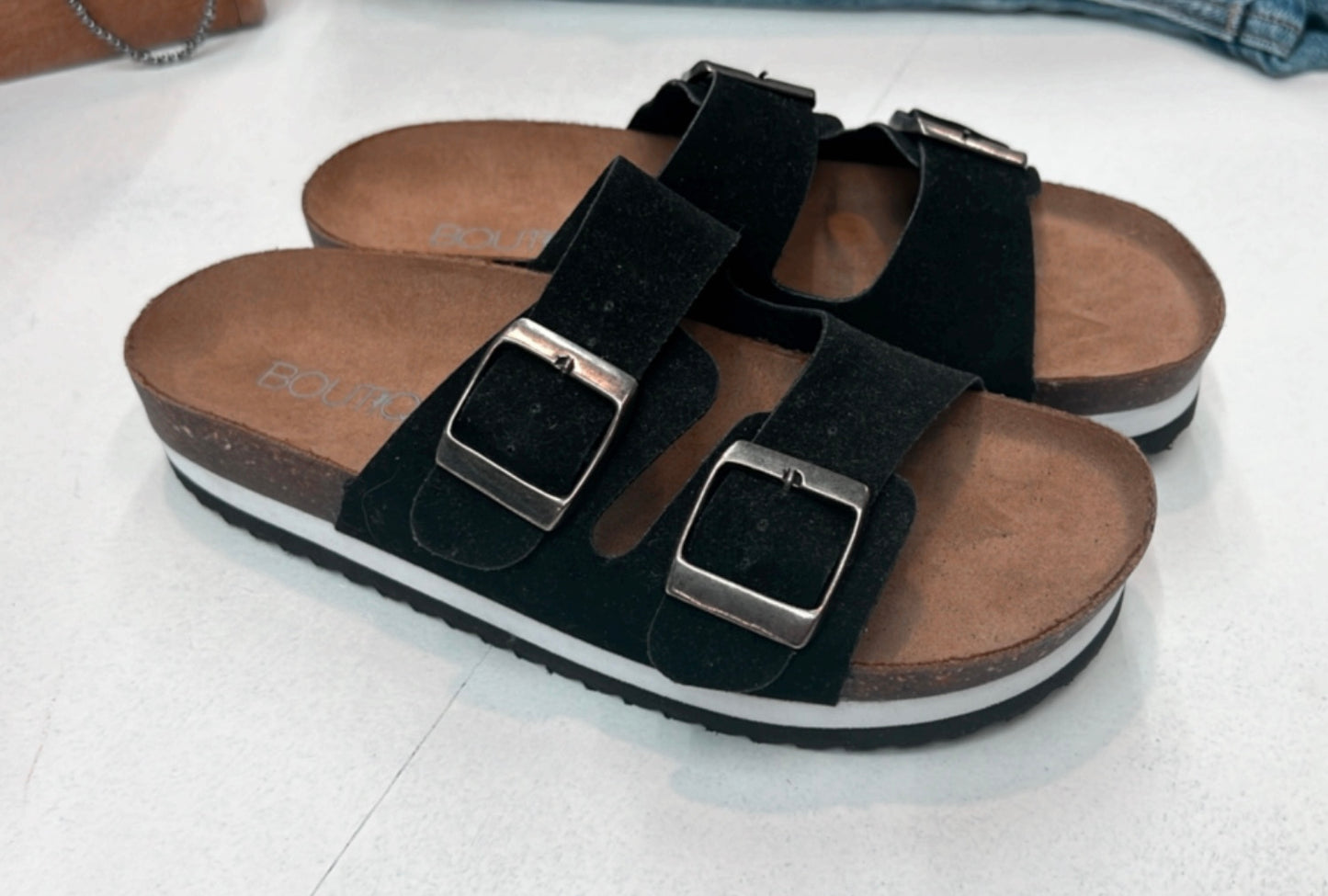 Beach Babe Black Suede Sandals