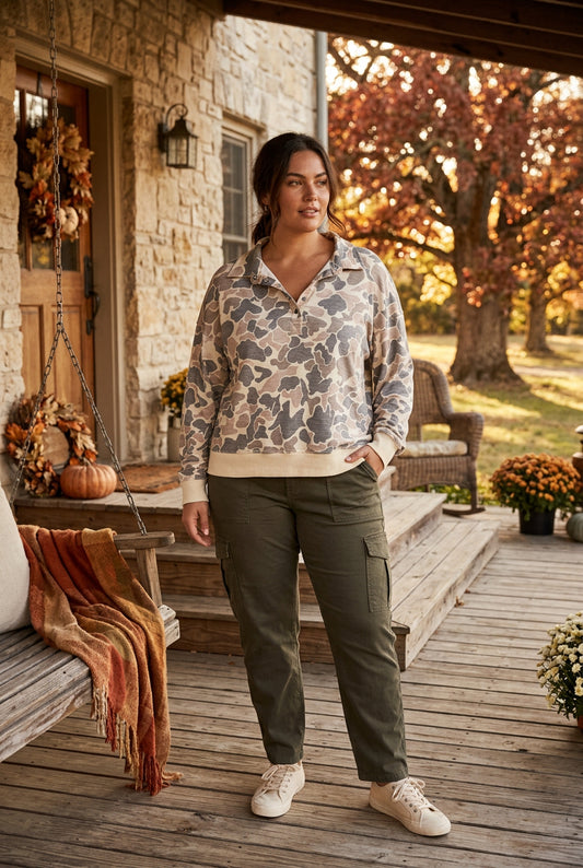 Camo Zip Top