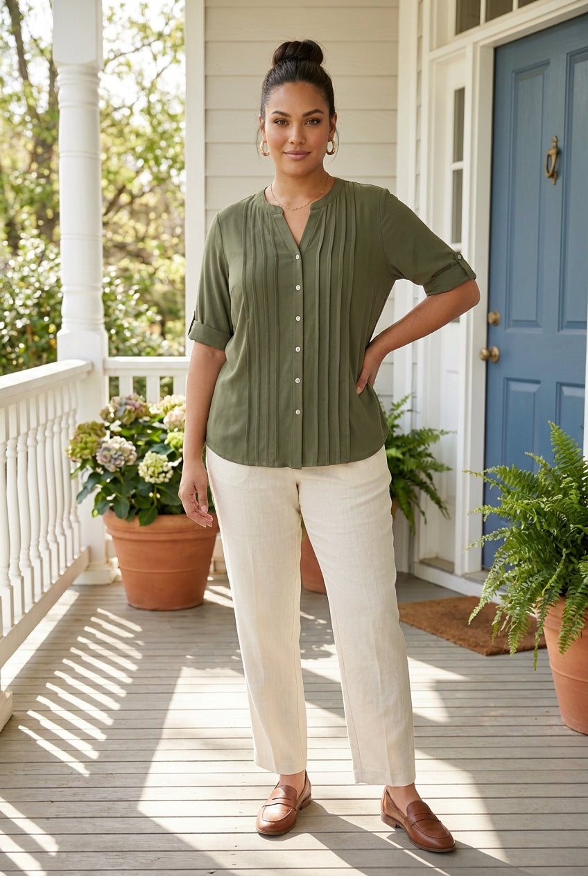 Placket Pleat Shirt