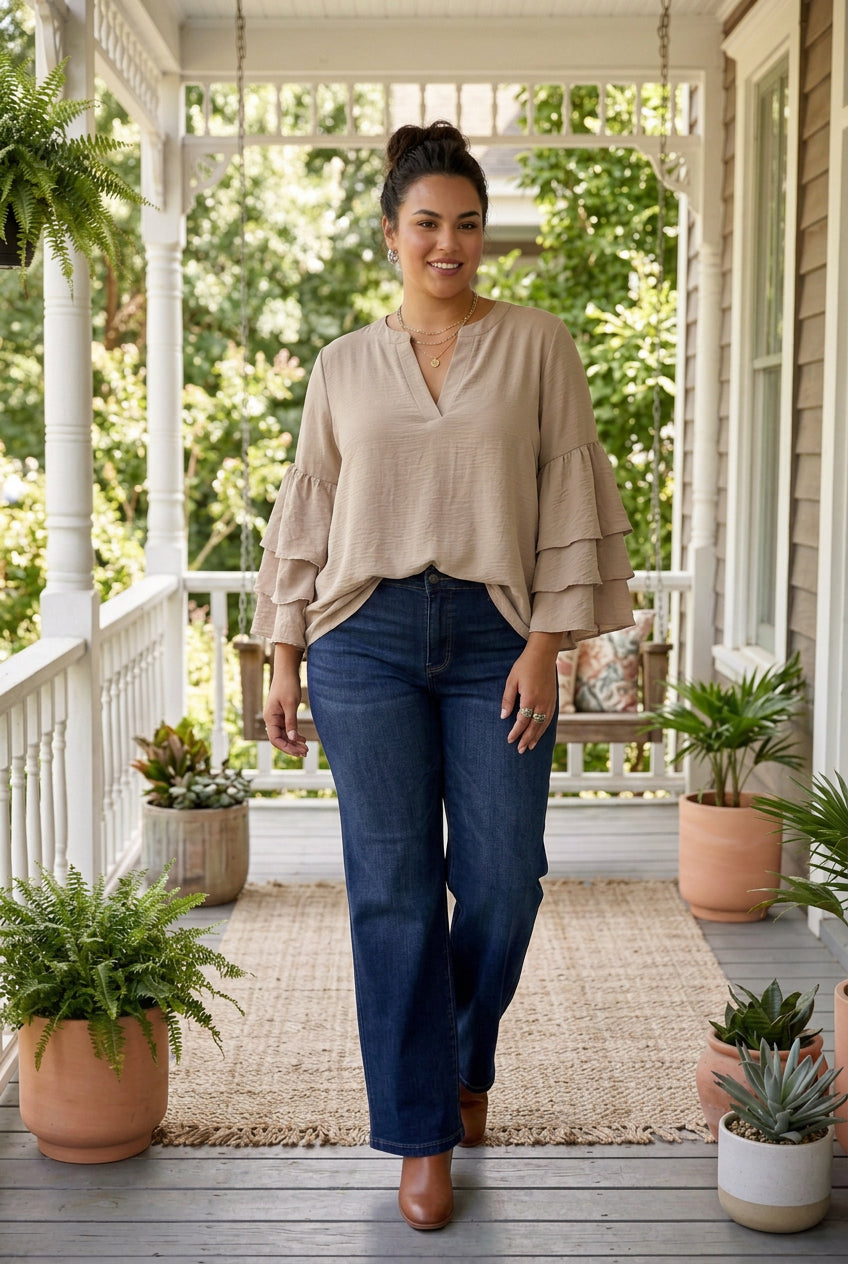 Ruffled Bell Sleeve