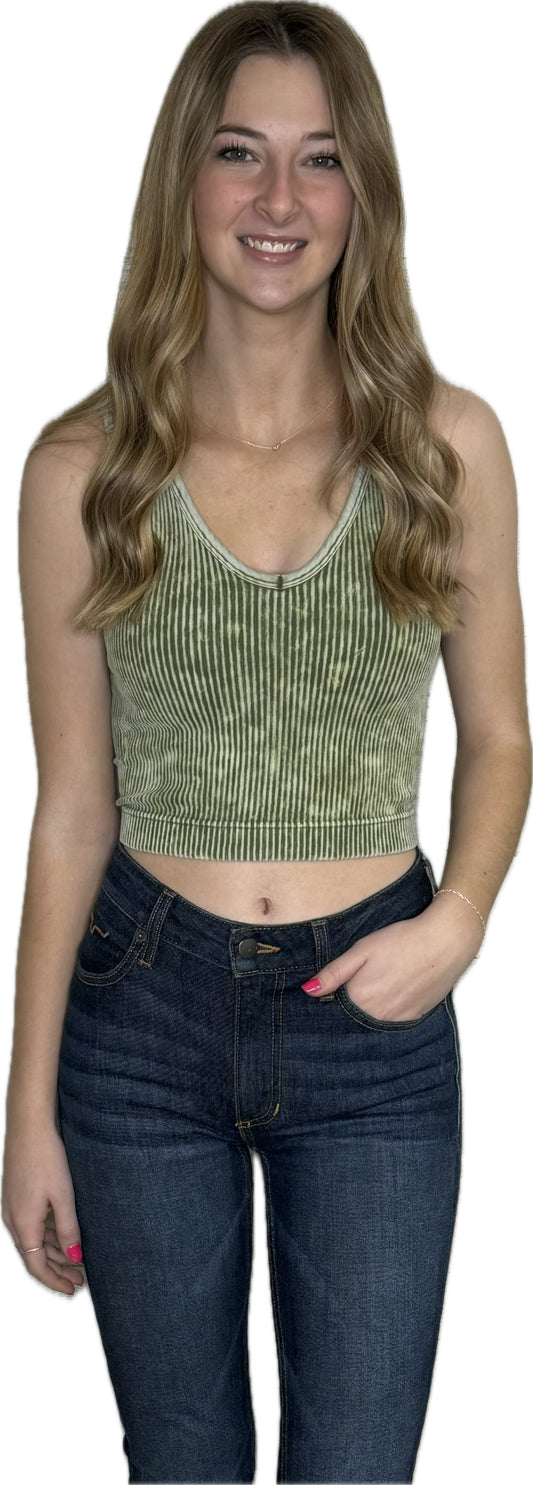 Rib Crop Vneck Tank