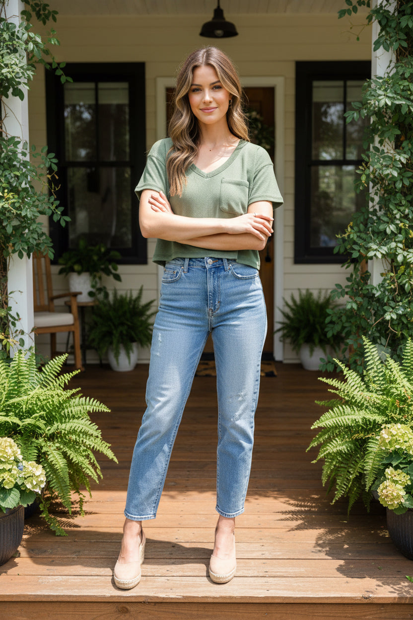 Waffle Cropped Pocket