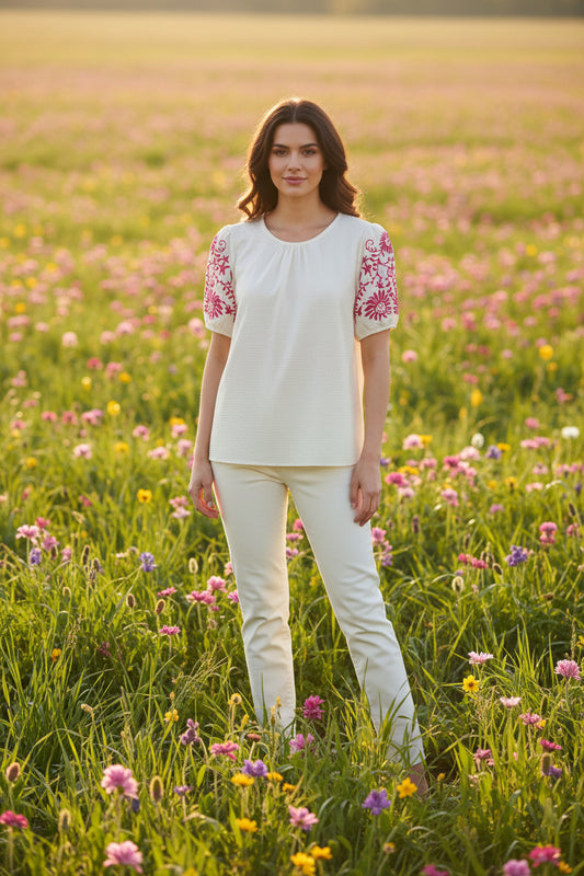 Carrie Puff Emb Top
