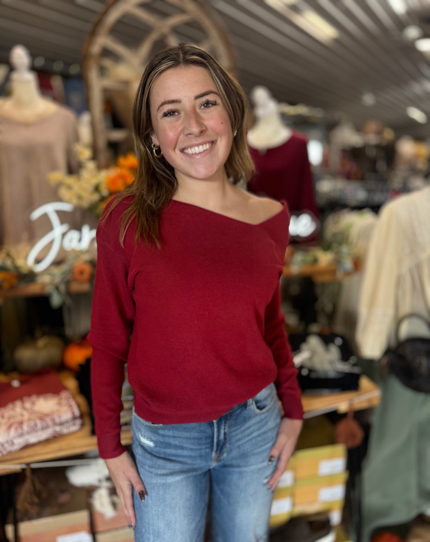 Asymmetric Neck Sweater