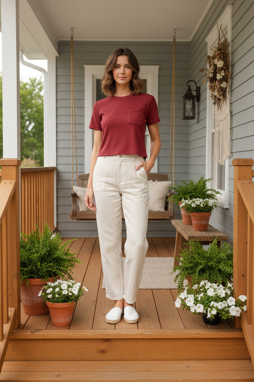 Waffle Cropped Pocket