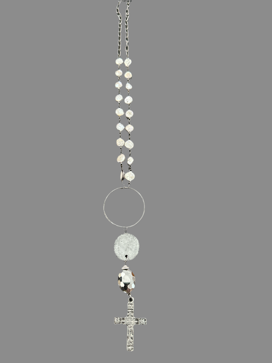 Edged Pearl Chain Necklace TCH437