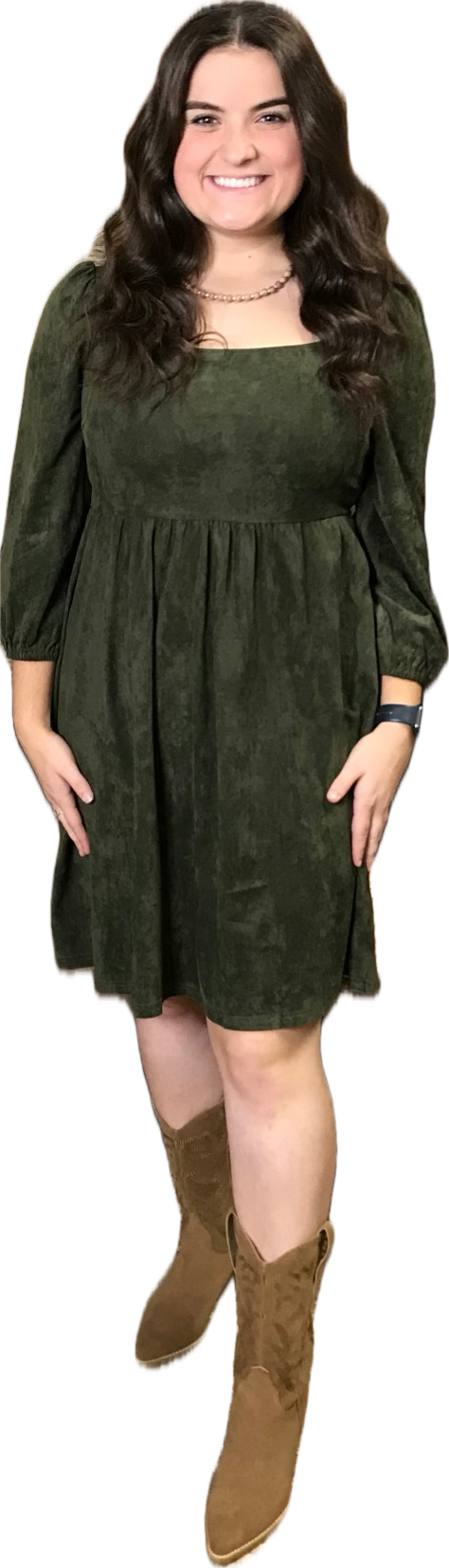 The Willow Green Suede Dress