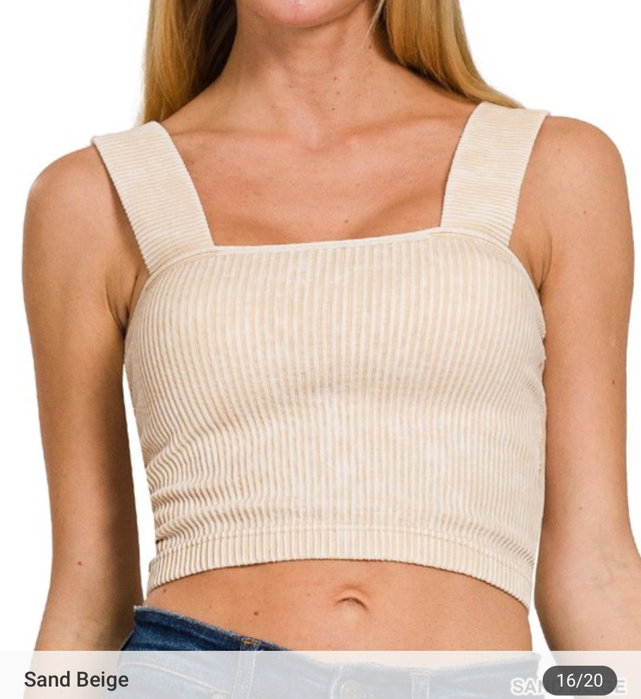 Washed Rib Sq Neck Crop