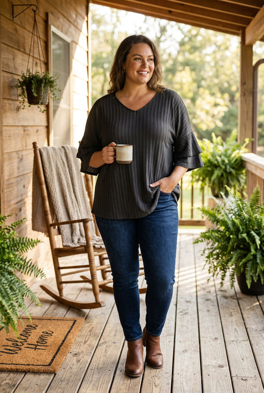 Aimee's V-neck Ruffle Top