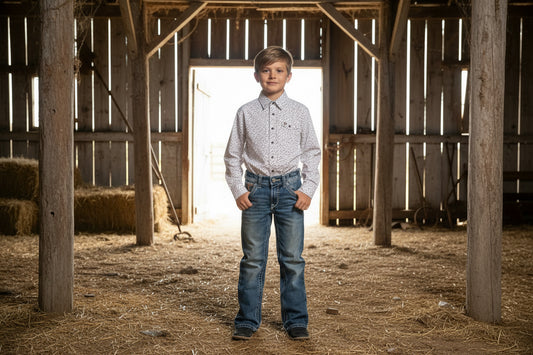 Kids Print Long Sleeve Snap Shirt