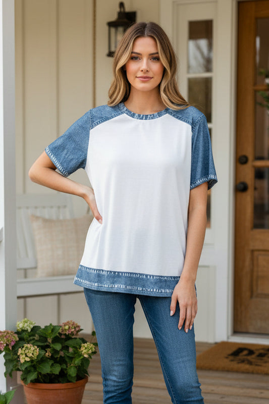 White/denim Tee