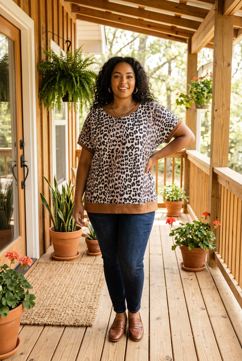 Leopard/Brown Tee