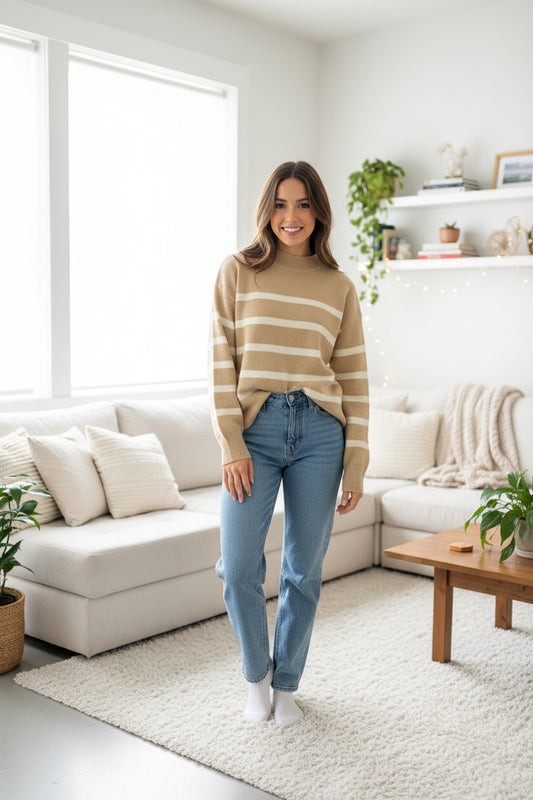 Stella Sweater Taupe/Cream