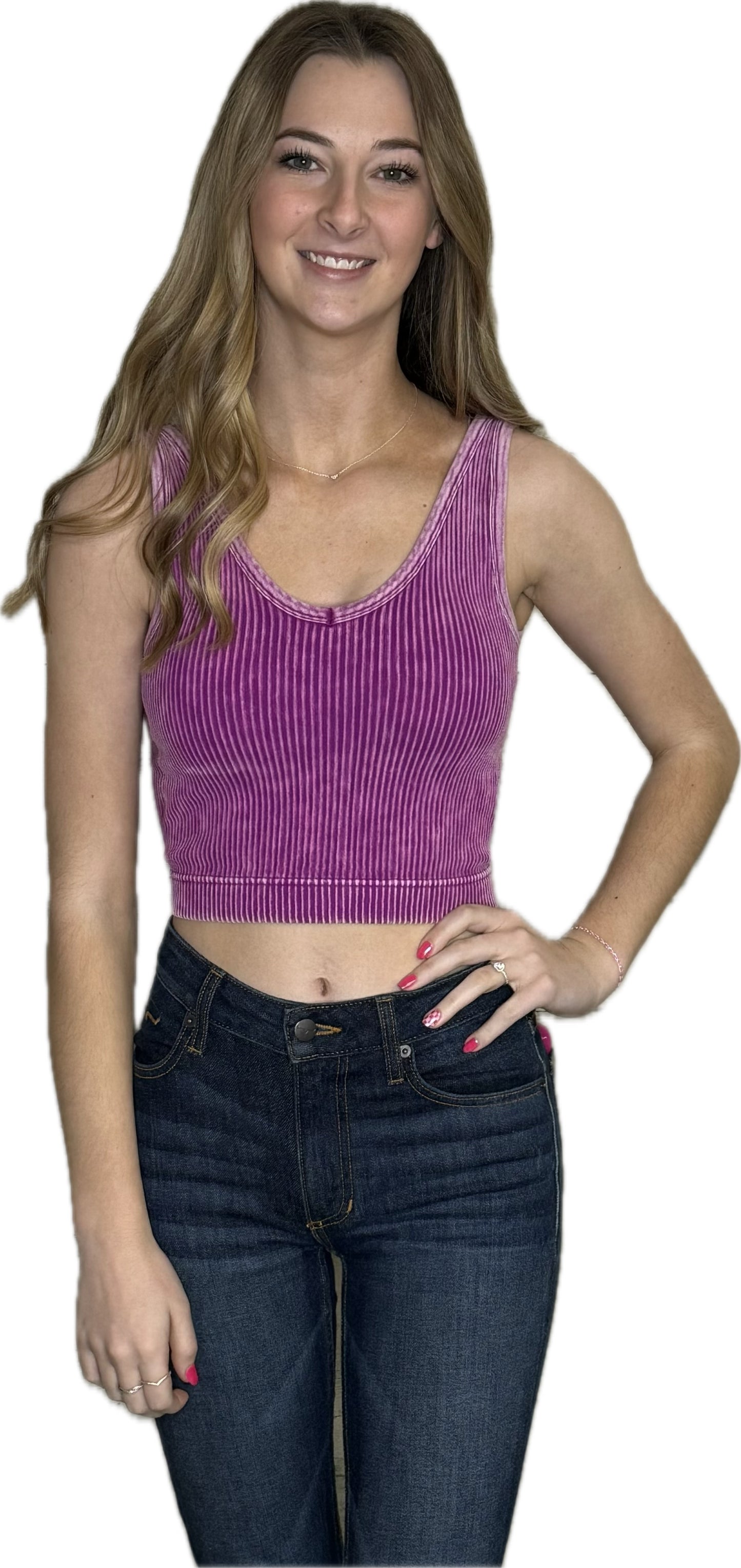 Rib Crop Vneck Tank