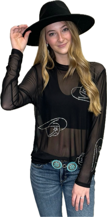 Reno Lg Sleeve Mesh Top