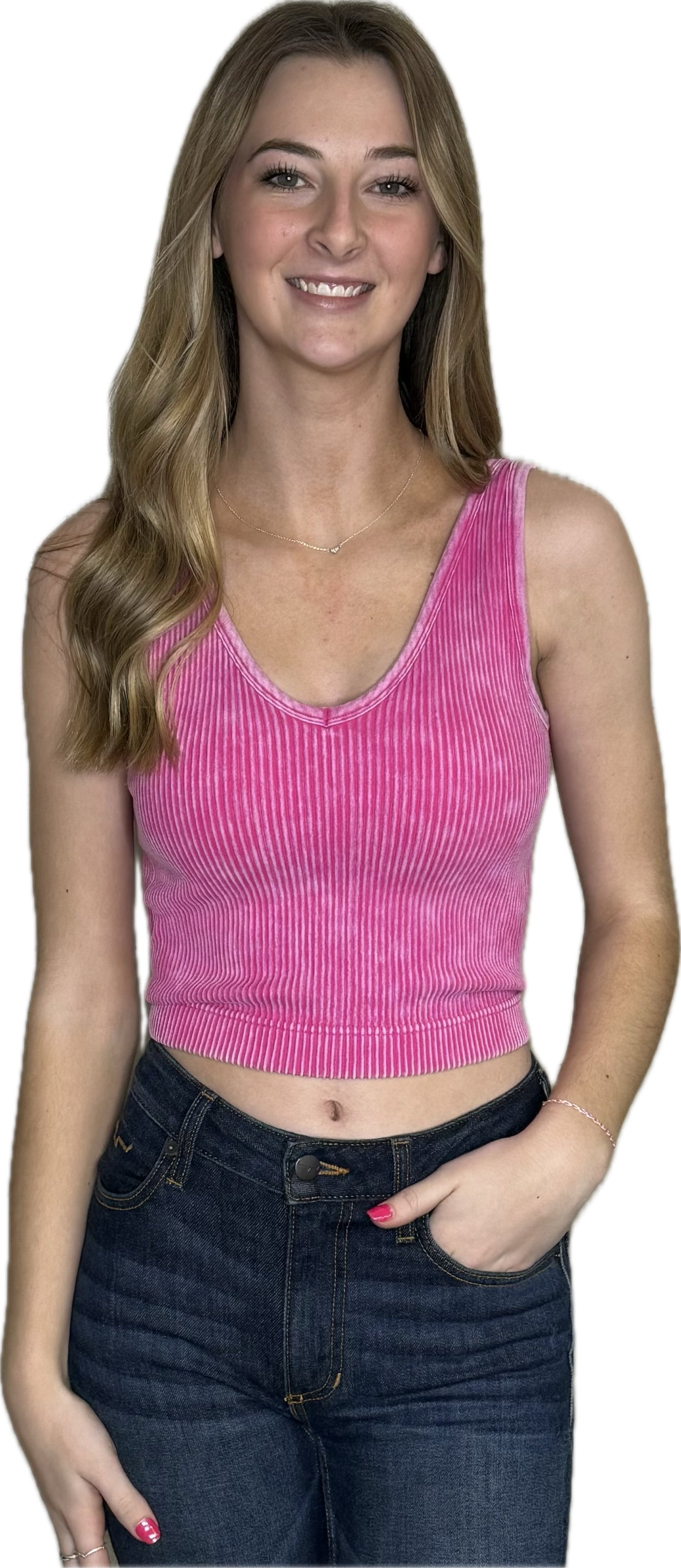 Rib Crop Vneck Tank