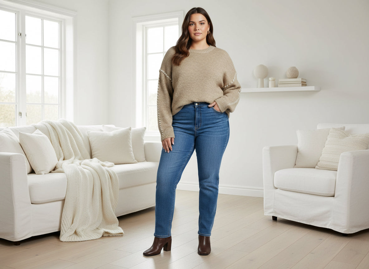 Stitch Detail Sweater Khaki