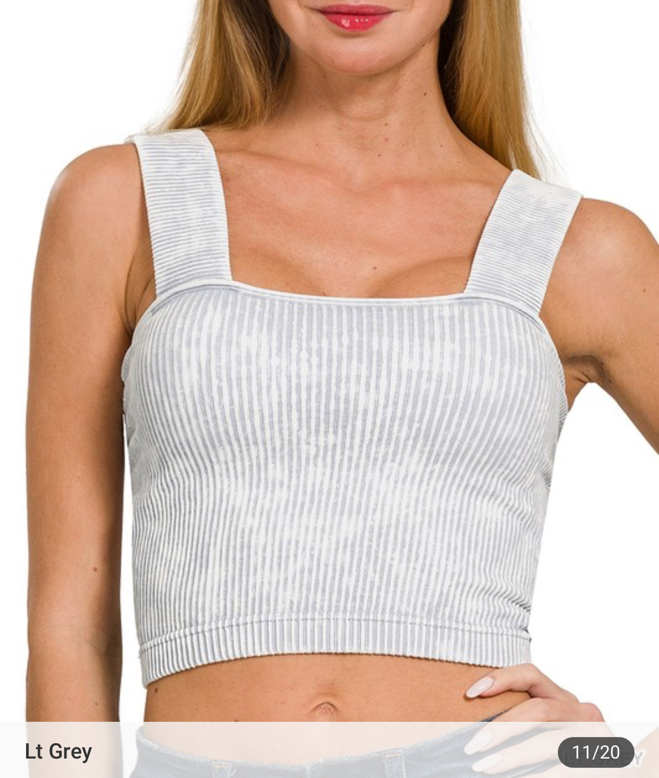 Washed Rib Sq Neck Crop