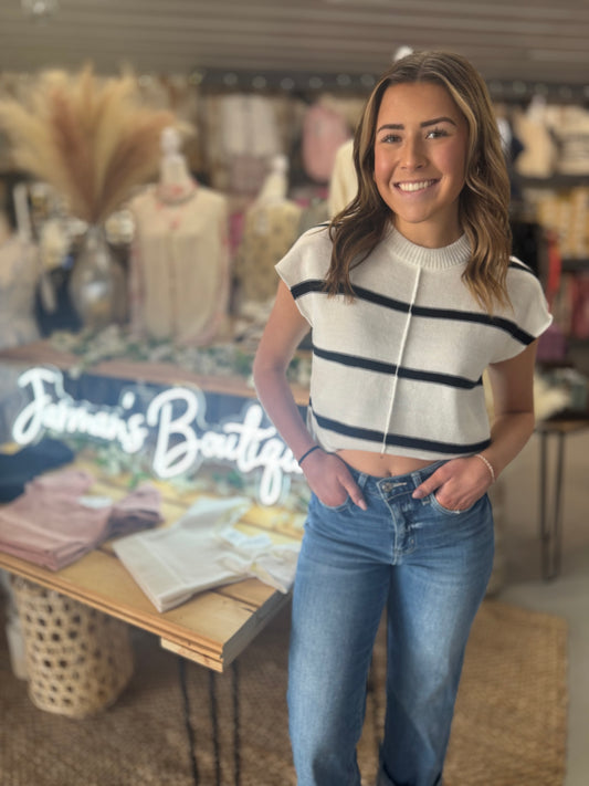 Knitted Stripe Sleeveless Top