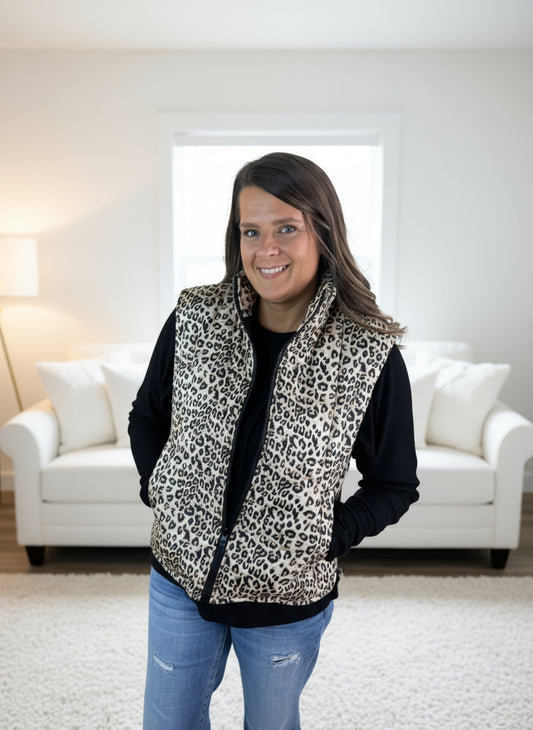 Leopard Puffer Vest