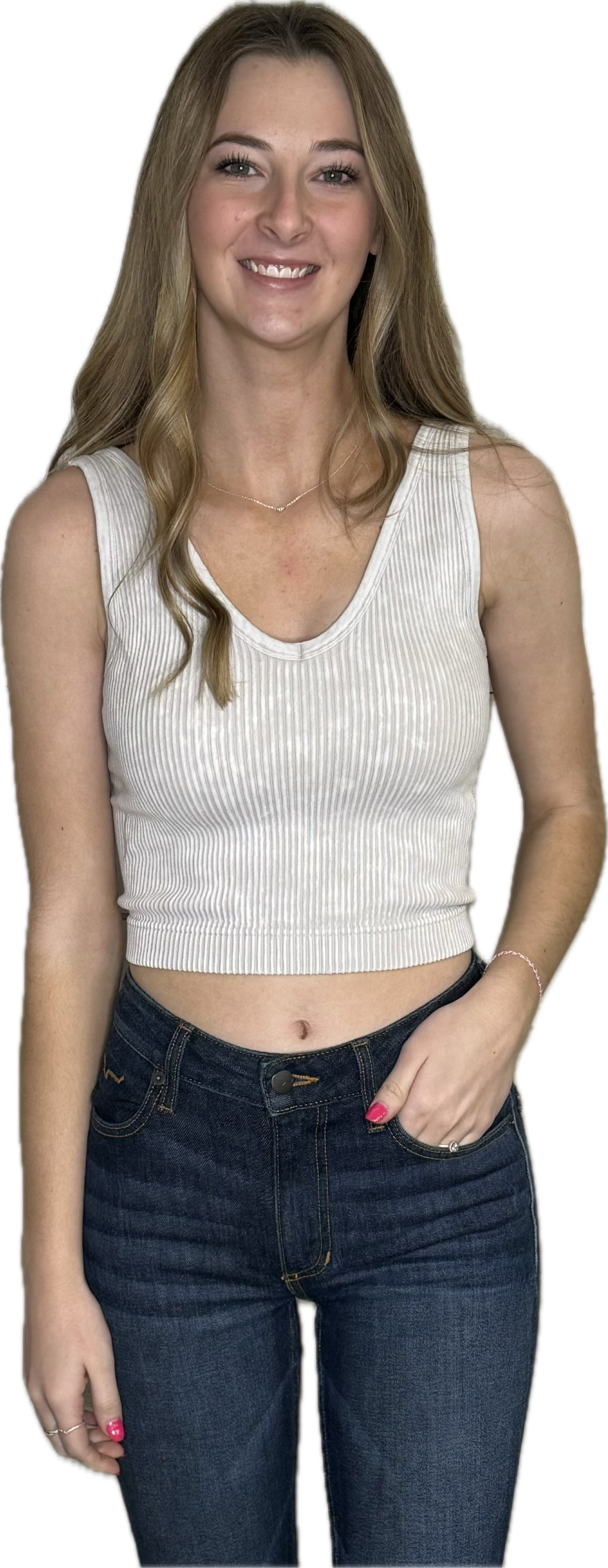 Rib Crop Vneck Tank