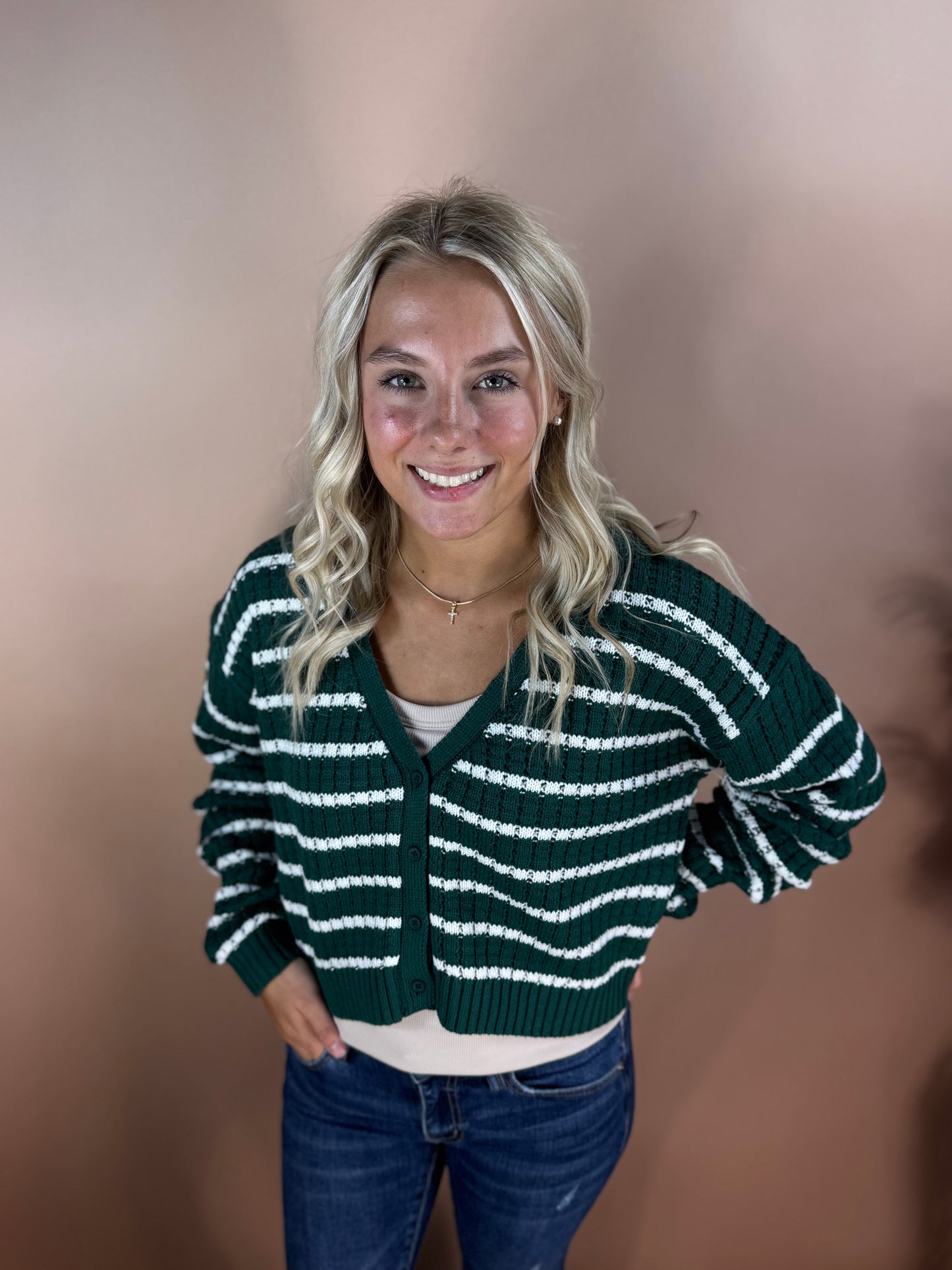 Becca Sweater Green/White