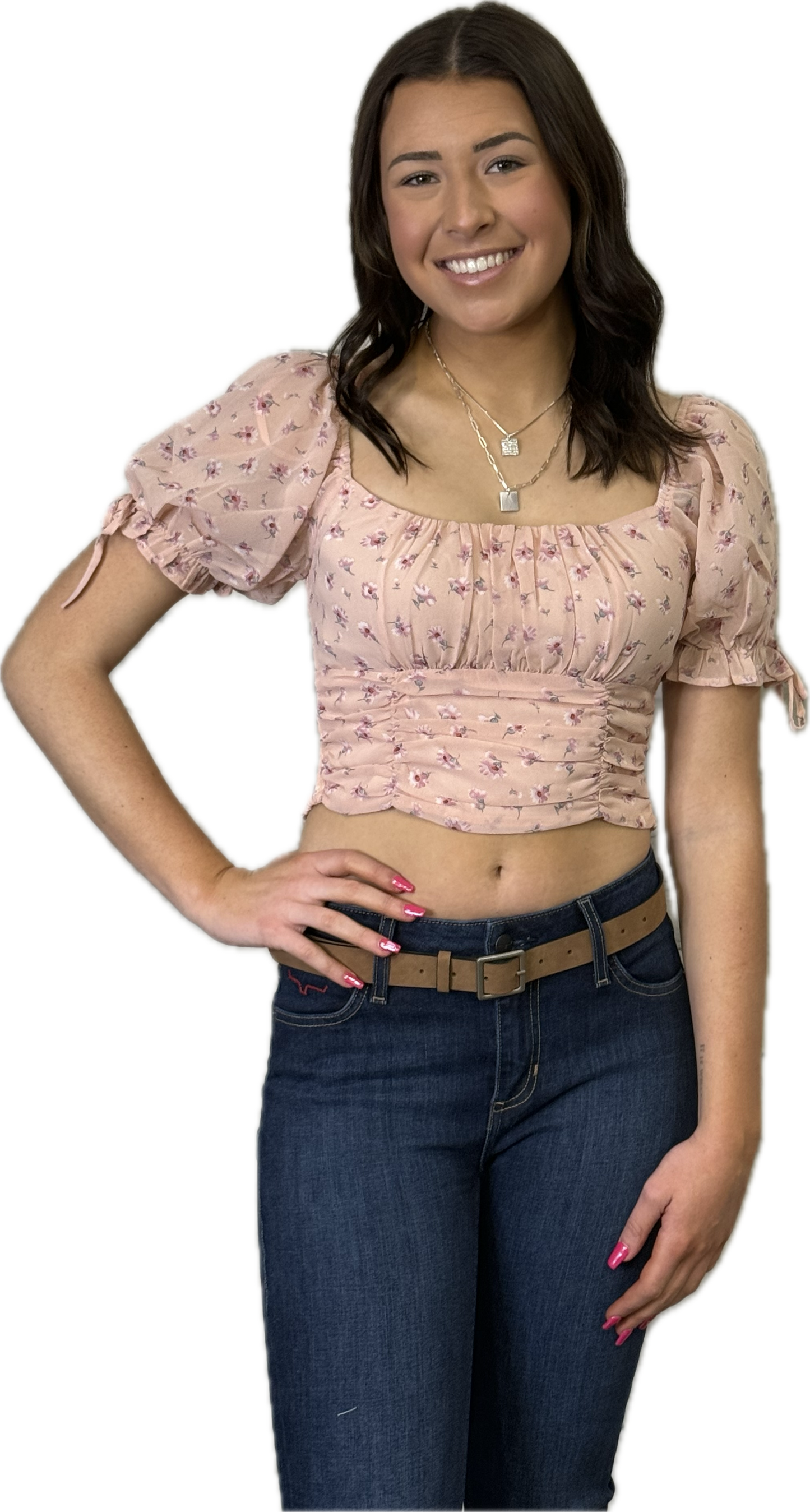 Poppi 1/2 Sl Floral Crop Top