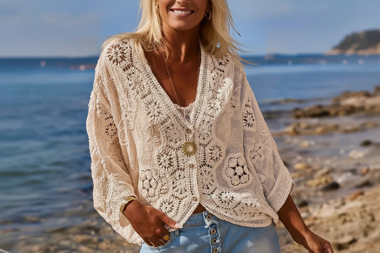 Mae's Lace Button Up Top