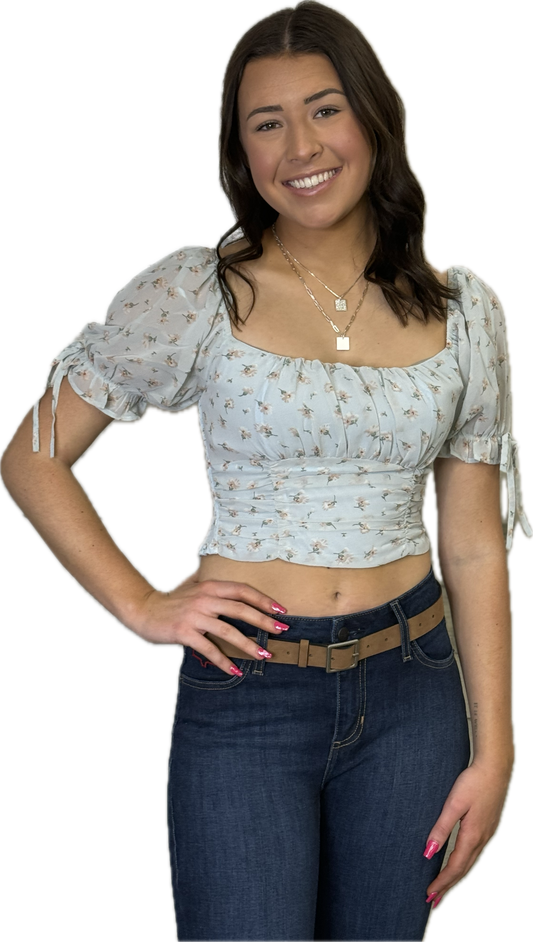 Poppi 1/2 Sl Floral Crop Top