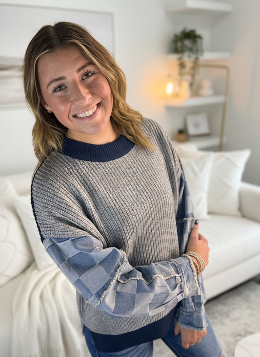 Denim Sleeve Sweater