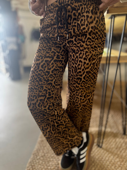 Leopard Print Wide Leg Pants