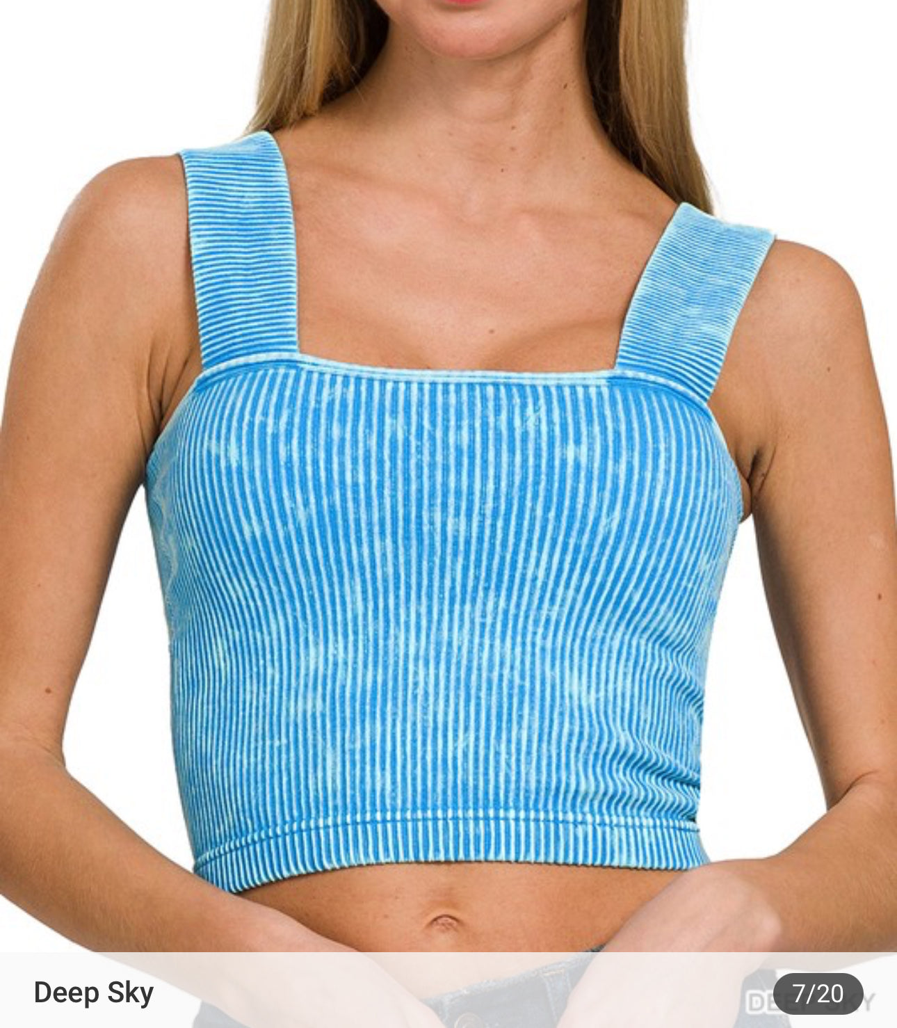 Washed Rib Sq Neck Crop