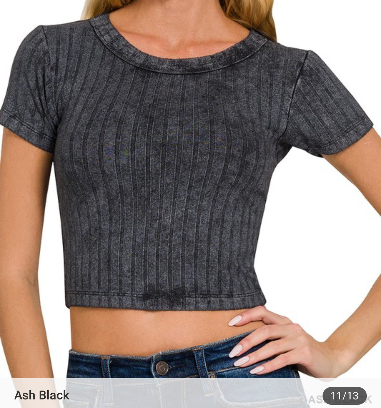 Zen Rib Sht Sleeve Crop